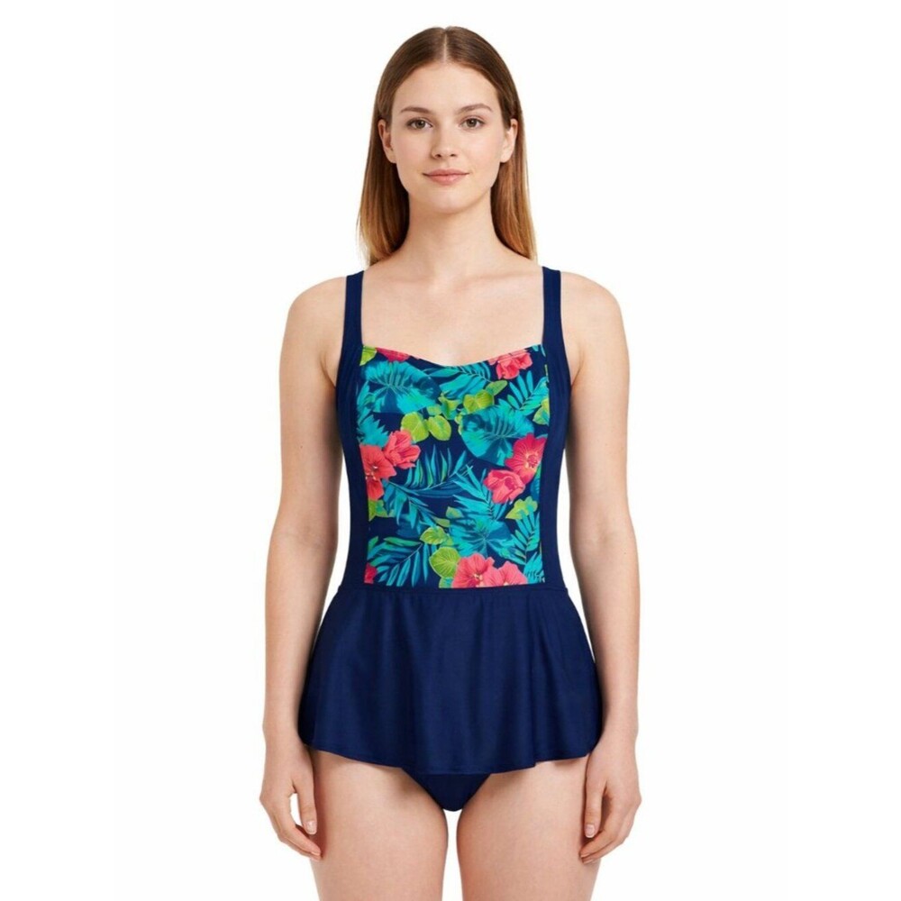 Gabar Tropical Floral One-Piece Swim Dress Size 14 NWOT